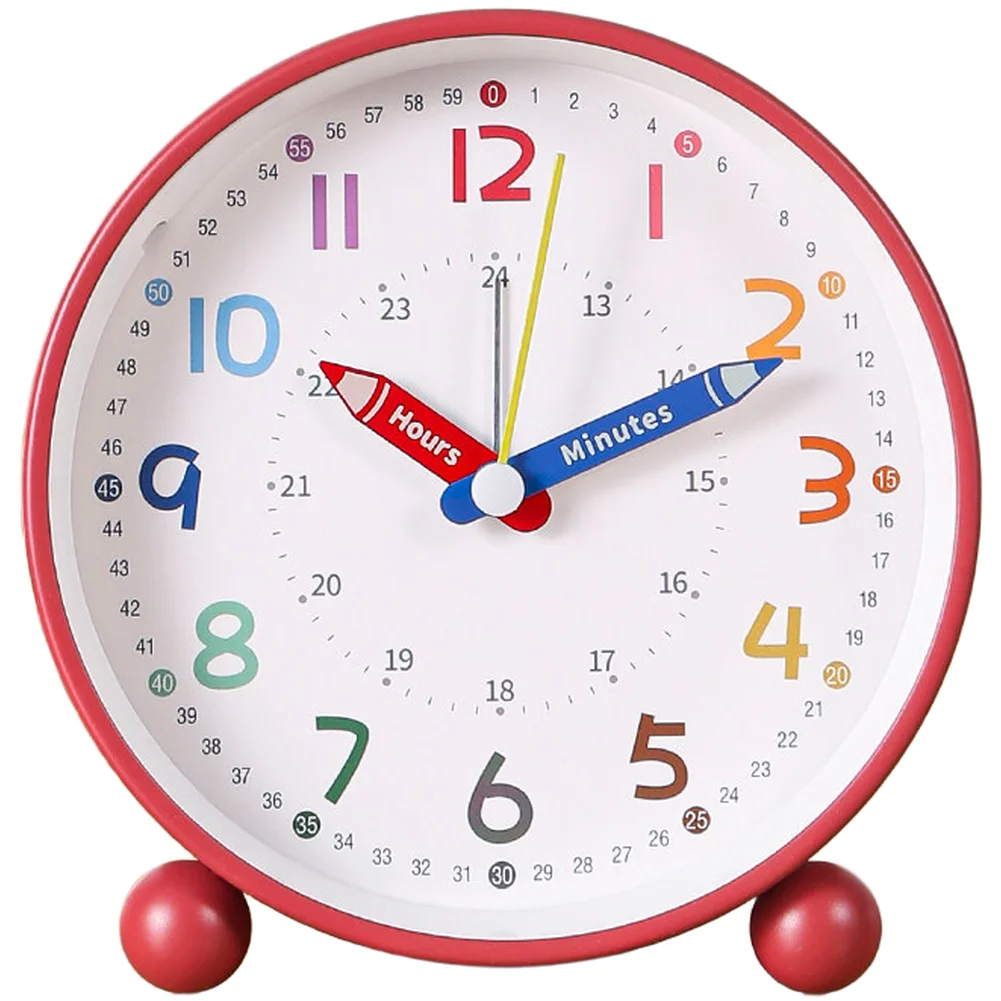 Bedroom Study Desk Navy Blue,Beige,Pink,Green,Red Silent Alarm Clock Educational Time Learning Clock Children Alarm