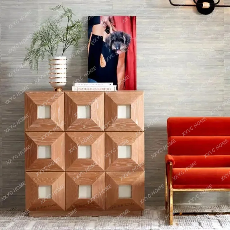 XX  solid wood porch cabinet retro medieval simple combination creative chest cabinet