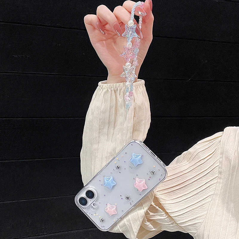 Wunderschöne, farbenfrohe 3D-Stern-Glitzer-Handyhülle für iPhone 16 18 Pro Max 17 Air 15 13 12 11 14 Plus mit transparenter Rückseite – Detail 8