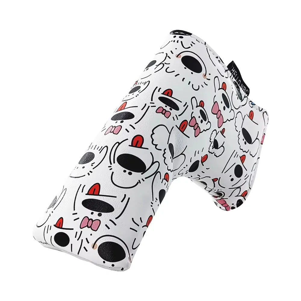 Puppy Pattern Golf Club Head Cover Cartoon Printed PU Leather Golf Wood Headcover Driver Fairway Waterproof Golf Club Protector