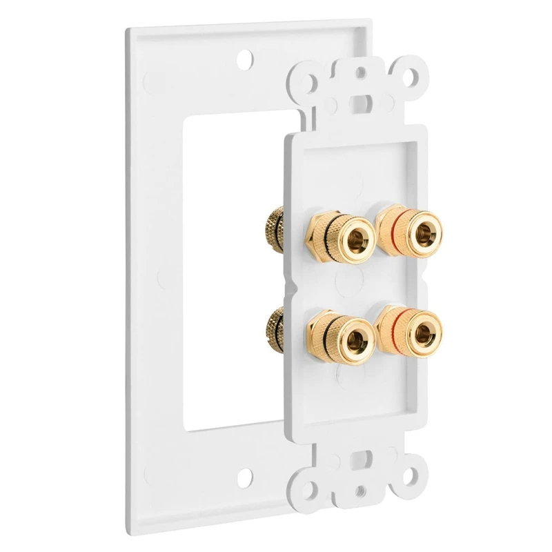 Home Theater Wall Plate - Premium Quality Gold Plated Copper Banana Binding Post Coupler Type Wall Plate