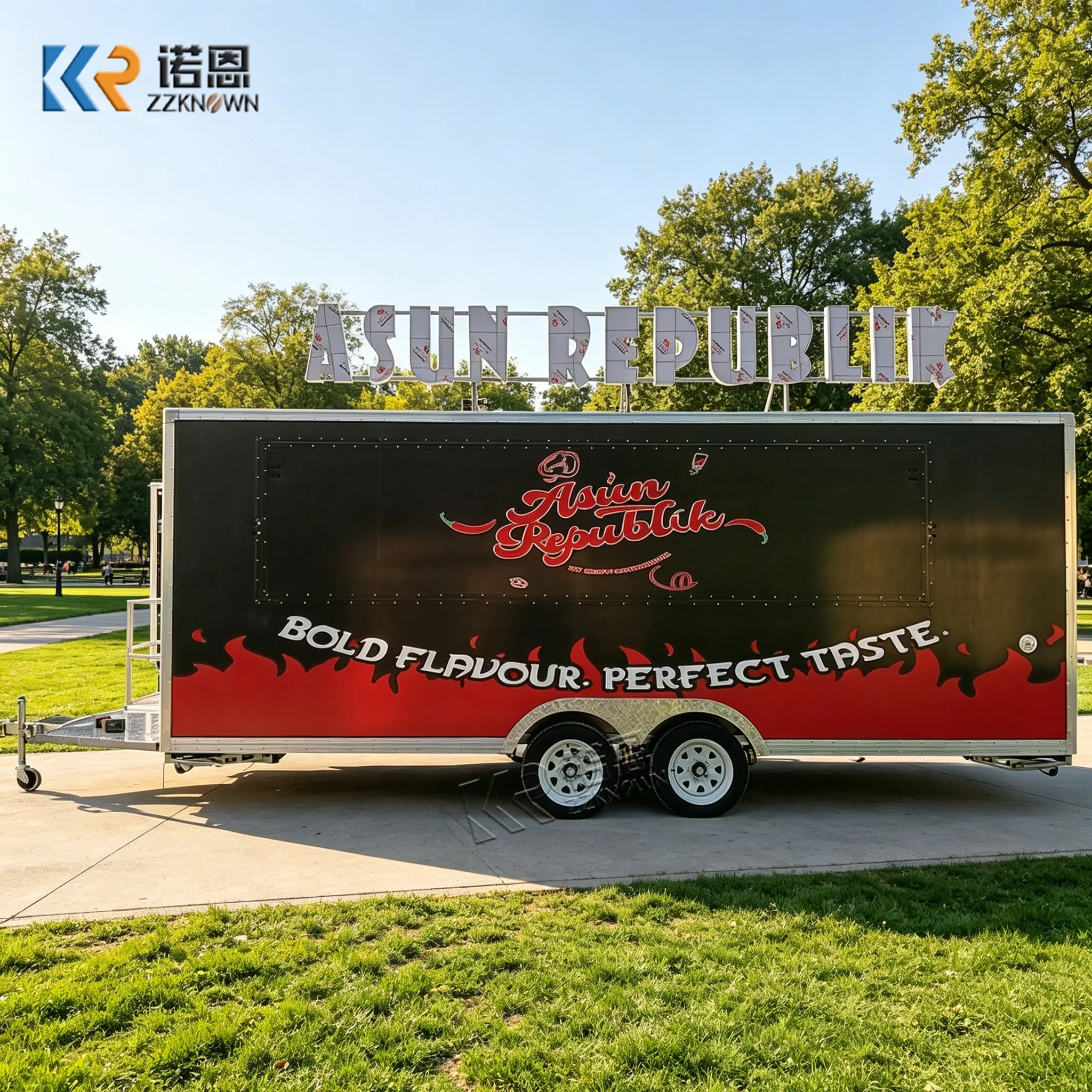 

Lightweight Fiberglass Mobile Food Vendor Cart Small Food Truck Outdoor Catering Kitchen on Wheels