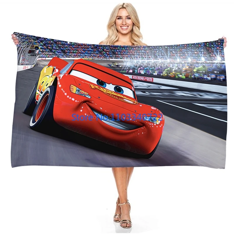 Anime 3D Cars Lightning McQueen Bath Towels Microfiber Beach Swimming Towel Decor for Adults Kids Gift 75x150cm