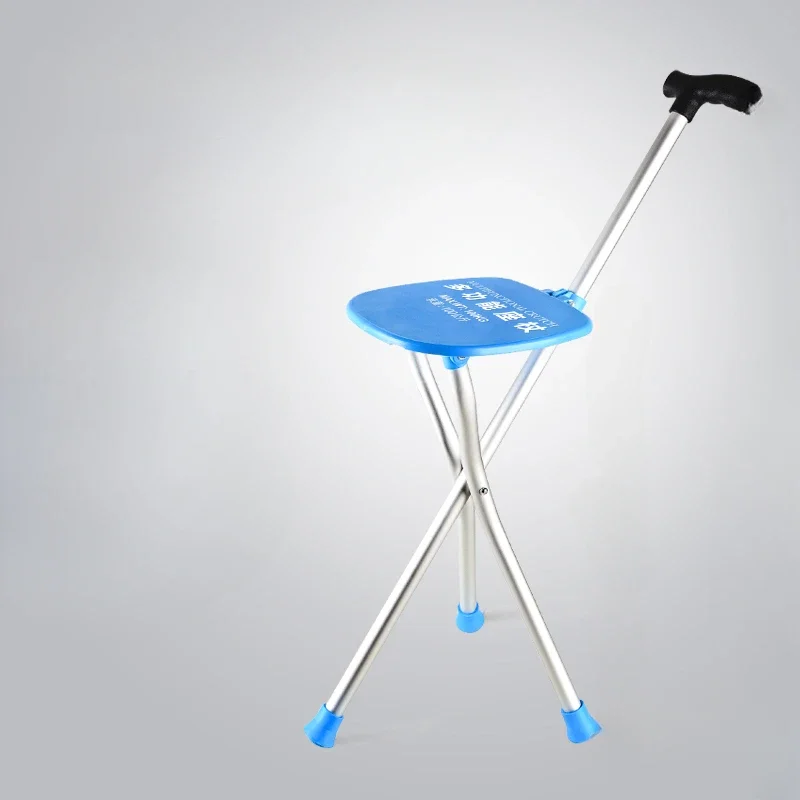 

z Walking stick folding stool portable bench chair for the elderly dual-purpose crutches with crutches for the elderly to preve