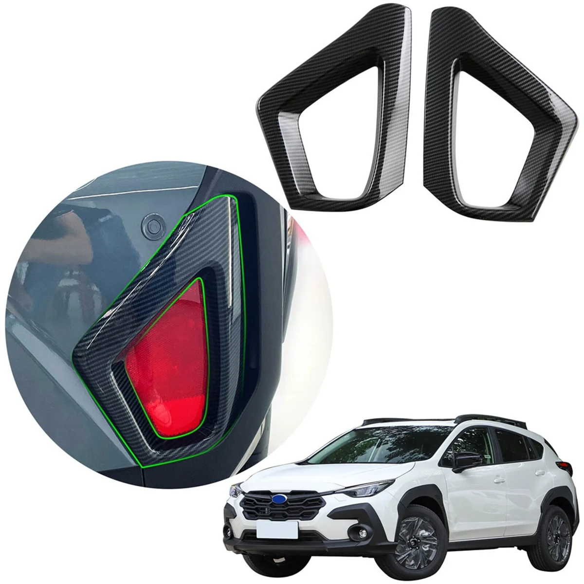 For Subaru Crosstrek 2023 2024 Car Rear Fog Lamp Light Cover Trim Accessories ABS Carbon Fiber