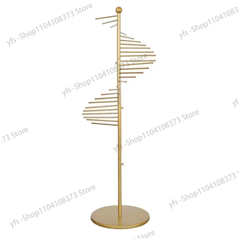 

Golden Scarf Shelf Floor Display Rack Creative Hanging Silk Scarf Pants Display Rack Clothing Store Multi-functional Round