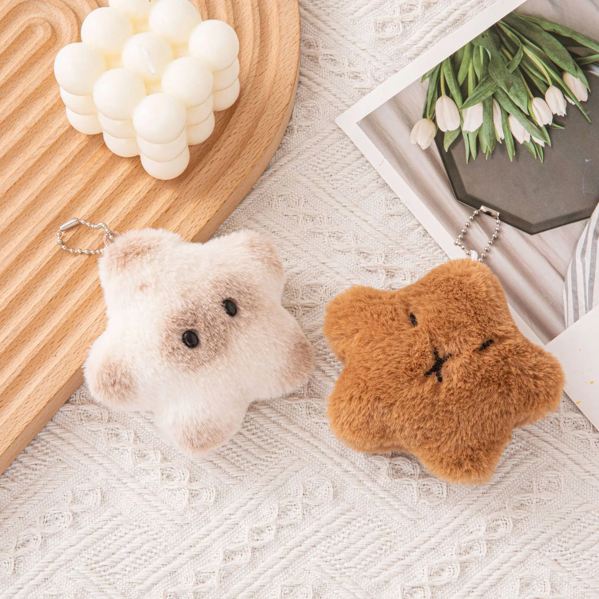 Creative Soft Stuffed Animal Capybara Plush Doll Star Squeak Toy Cartoon Bag Pendant Key Chain Backpack Car Bag Key Ring
