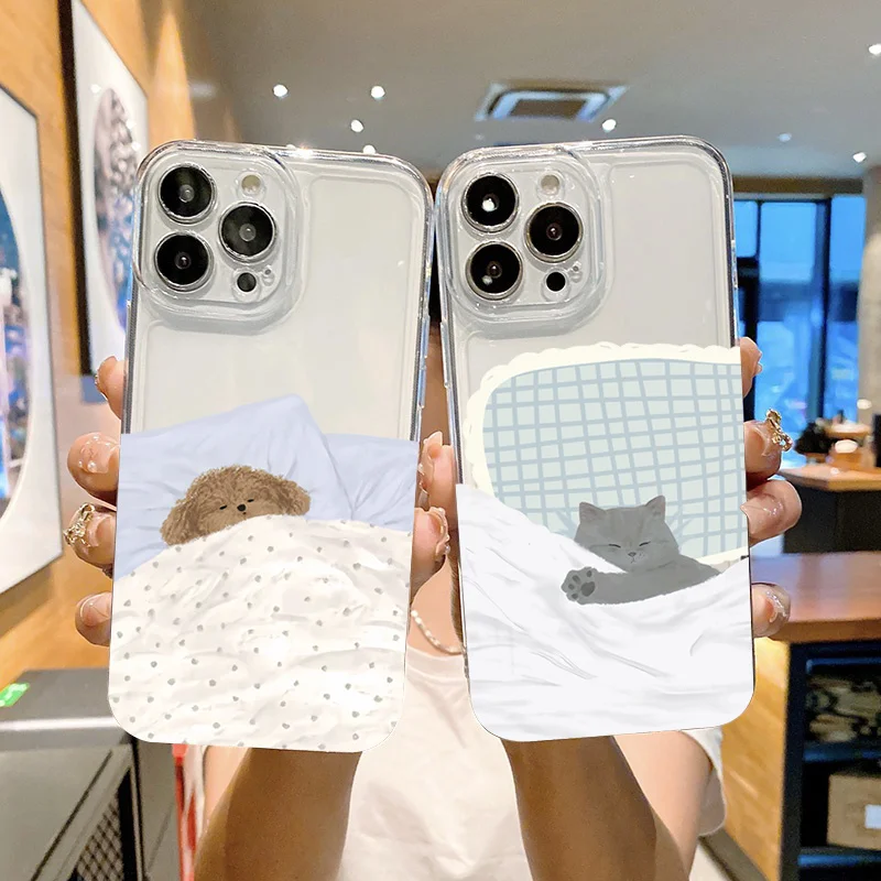 Phone Case For Samsung Galaxy S26 S25 S24 S23 Ultra Plus Note 20 A56 A26 A53 A35 A36 A54 A55 Soft TPU Cute Cartoon Cat Dog Cover