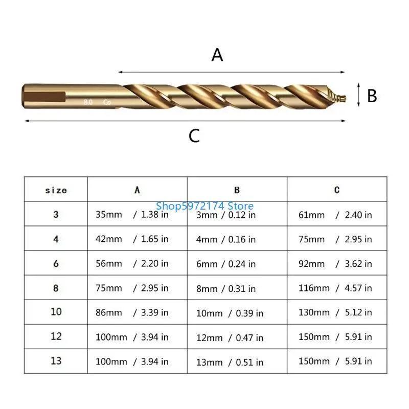 Y3NB gambo rotondo ridotto ridotto bit per trapano cobalto hss perforatura per perforatura per ferro in acciaio metallo in