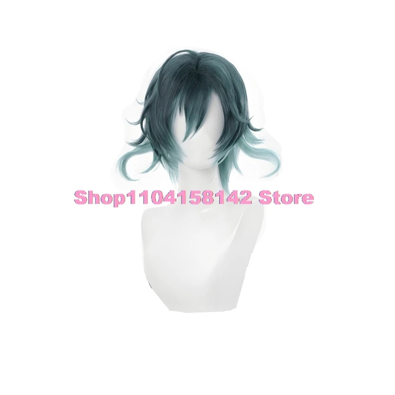 Anime Mukami Azusa Cosplay Vampire Wig Game DIABOLIK LOVERS Green Curl Hair Wig Prop Set Halloween Party RolePlay Outfit for Men