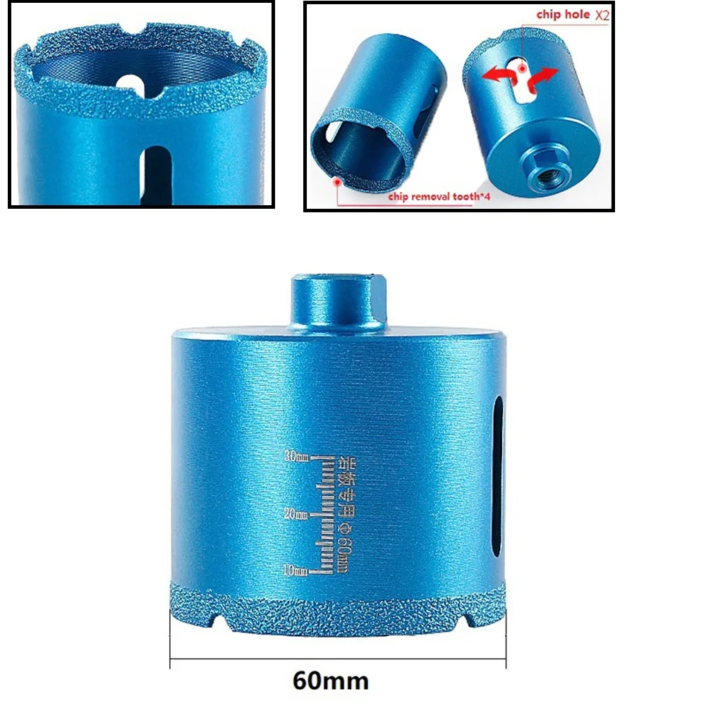 M10 Thread Dry Drilling Core 20/25/30/35/40/50/55/60Mm Vacuum Brazed Diamond Drilling Core Bit Ceramic Tile Hole Saw Cup Opener