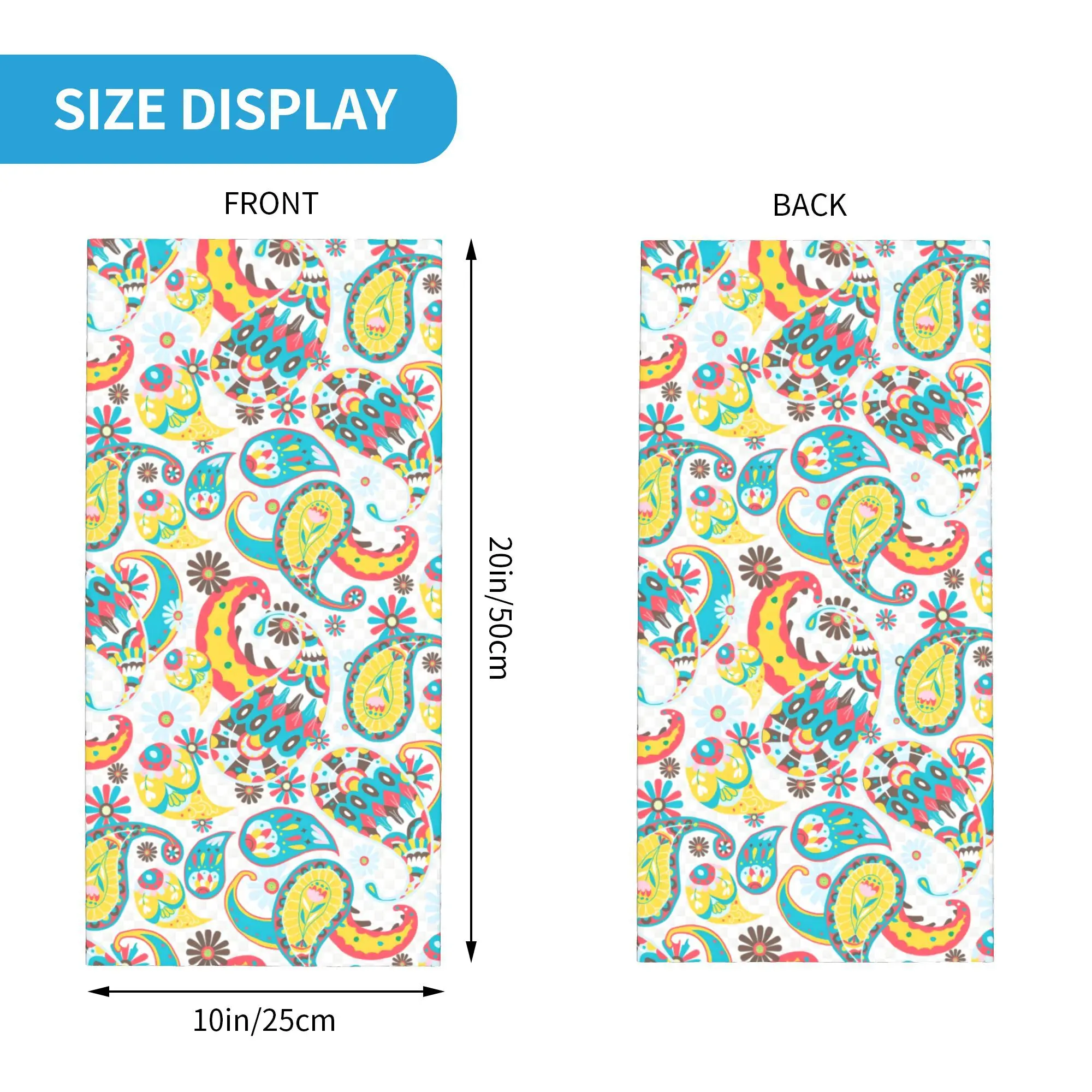 Custom Colorful Retro Paisley Pattern Neck Gaiter Women Men UV Protection Winter Swirly Art Bandana Scarf for Ski