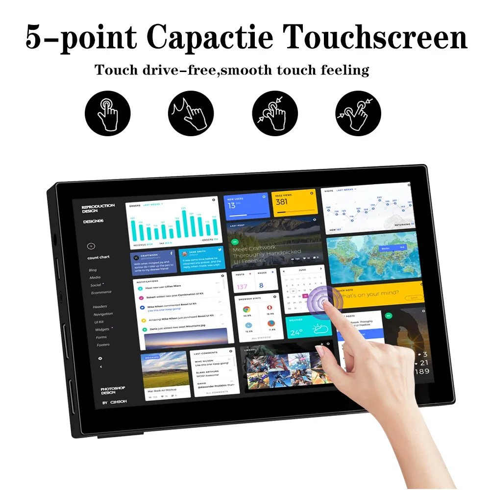 Touchscreen 7/8 Inch Portable Small Monitor Built-in Speakers for Laptop Raspberry Pi PC Xbox PS4 PS5 Switch HDMI Monitor