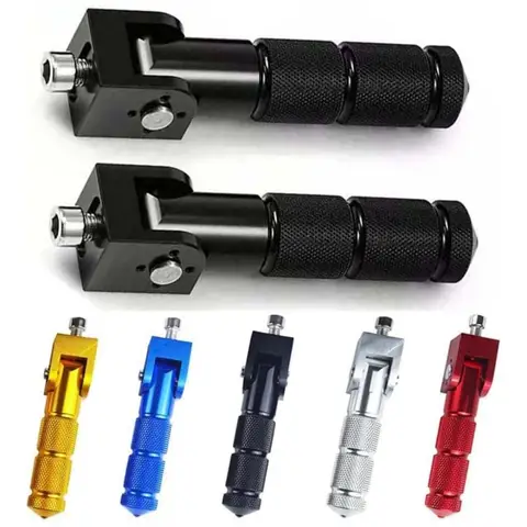 8mm Folding Aluminum Foot Pegs, CNC Rear Foot Support Pedals, 90° Foldable Footrest for Motorcycle Scooter E-Bike Modification