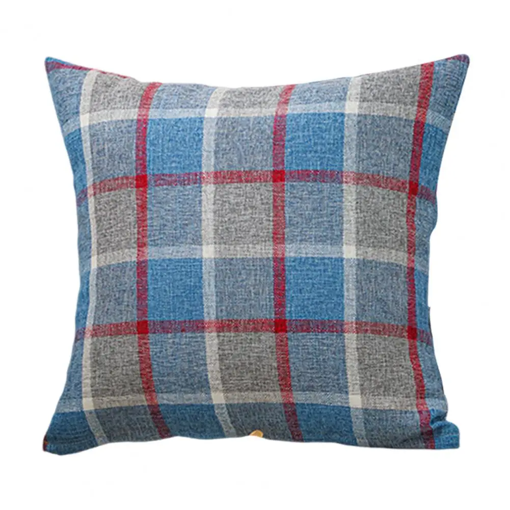 Plaid Linen Pillowcase Festive Christmas Pillowcase with Plaid Print for Office Room Decor Double-sided for Couch