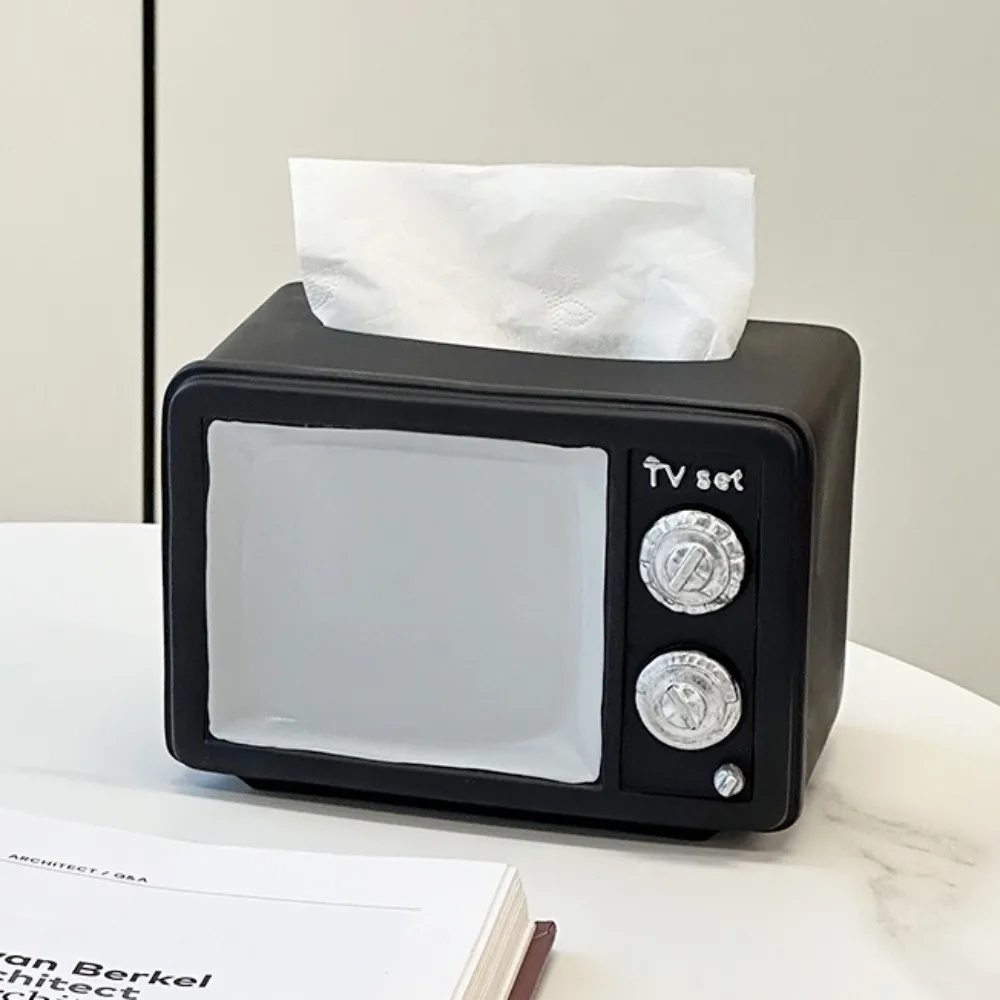 

Anti Drop Vintage TV Tissue Box Ornament Decorative Collectible Vintage TV Tissue Storage Box Cute Cartoon Vintage TV Model Toy