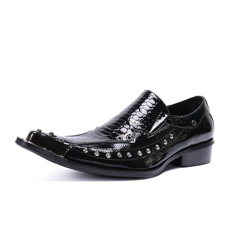 Sapatos de couro genuíno masculino, Iron Toe, Sapatos de couro casuais elegantes