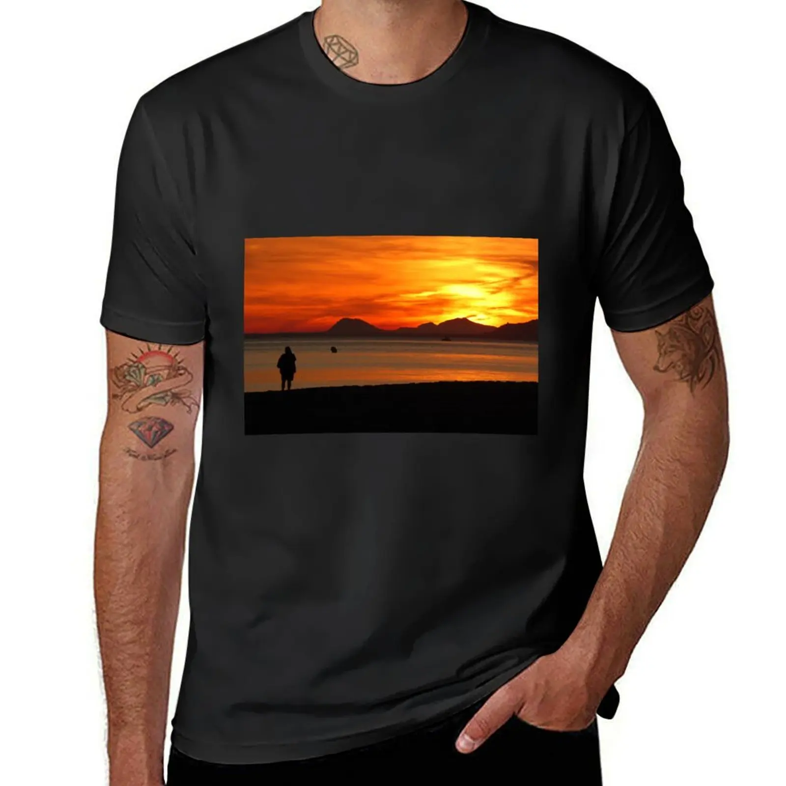 Benidorm Sunset Costa Blanca Spain T-Shirt Short sleeve tee funnys plus size tops t shirt for men