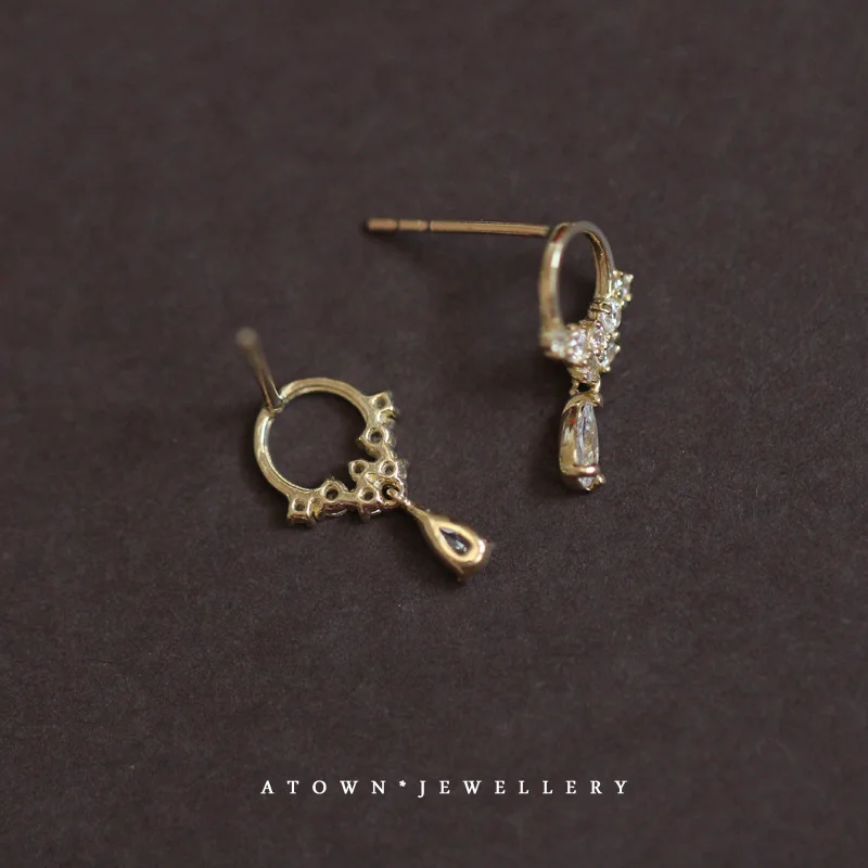 VOQ Silver Color Korean Version Simple Flower Earrings Women Pave Zircon Cute Girls Jewelry Gifts