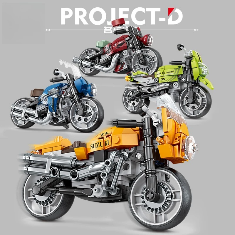 Building block puzzle assembly toys, motorcycle creative model ornaments, jigsaw puzzle gifts