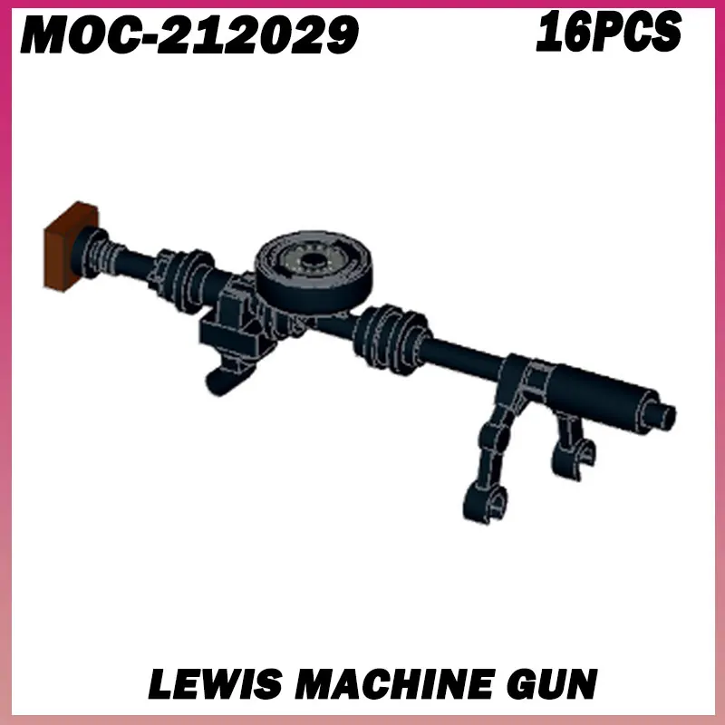 

16 шт. MOC- 212029 Льюис Машинный пистолет WW II Военная серия транспортных средств Javelin Строительные блоки Модель «сделай сам», кирпичи, игрушки-головоломки Режим «сделай сам»