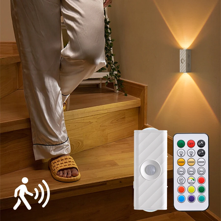 

Светодиодные светильники для шкафов с инфракрасным датчиком движения для комнат, гардеробов, кухонь, лестниц, декора, с пультом ДУ, перезаряжаемые, ночник