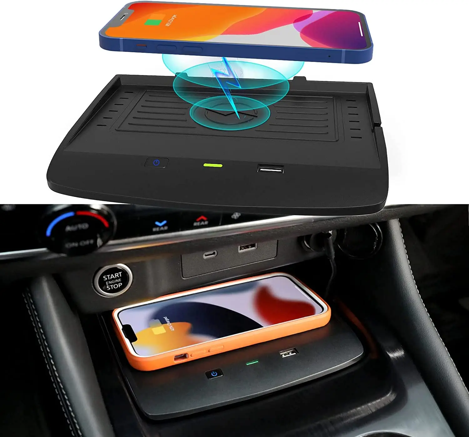 For Nissan Rogue X-trail T33 2021 2022 2023 10W QI Car Wireless Charger Phone Charging Pad Car Interior Accessories