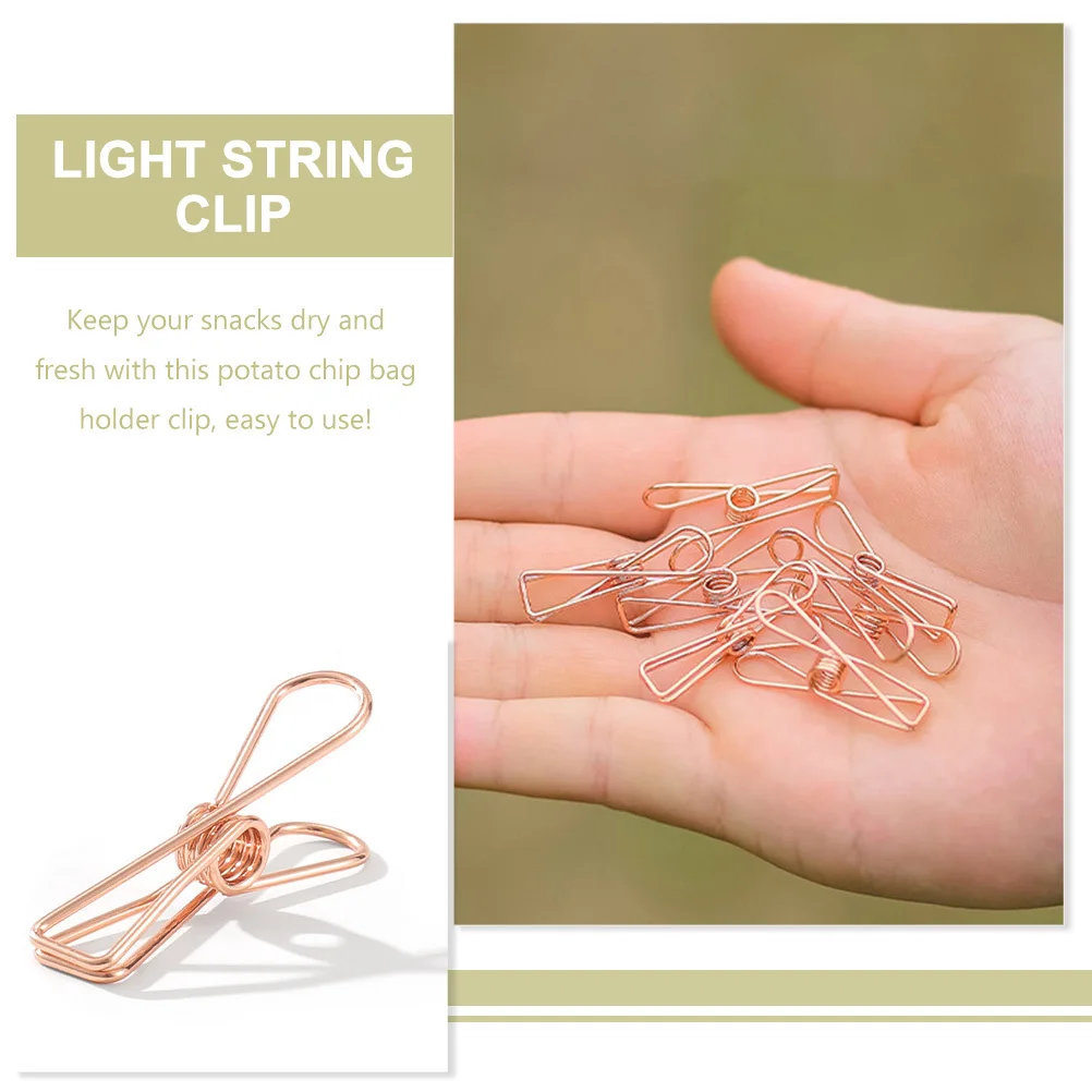 

30Pcs Premium Metal Clips Heavy Duty String Light Tent Clamps Reusable Bag Sealing Chips Clips Metal Clamps Light String Clip