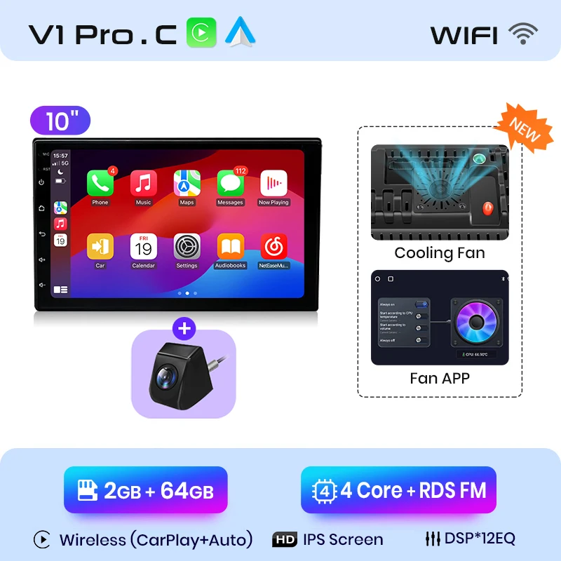 Junsun 7 9 10 "Android 2 Din Universele Autoradio Radio Multimedia Speler CarPlay Auto Intelligente Systemen GPS navigatie BT DSP