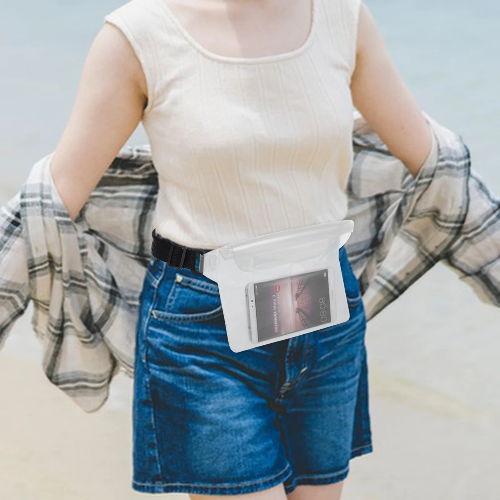 

2pcs Waterproof Bag Waist Pack Adjustable Pouch Transparent Beach Camping Dry Belt Travel Fanny Pack Swimming Slope Phone