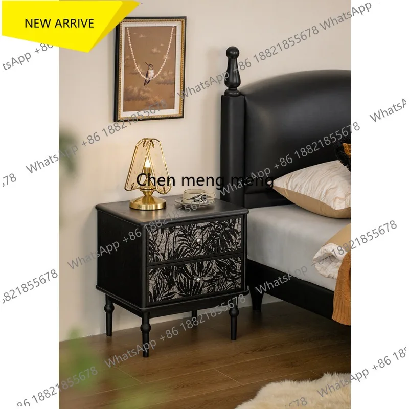 G153 French vintage solid wood safe bedside table small used home bedroom light luxury locker