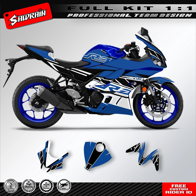

Sawrain Custom Motorcycle Backgrounds Graphcis Decal Stickers Kits for YAMAHA 2019 2020 2021 2022 2023 R3 003