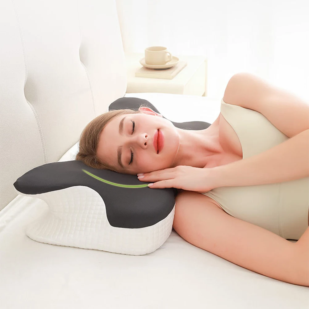 

Butterfly Shaped Ergonomic Orthopedic Pillow Slow Rebound Soft Sleeping Cervical Pillow Breathable for Office School Nap Pillow