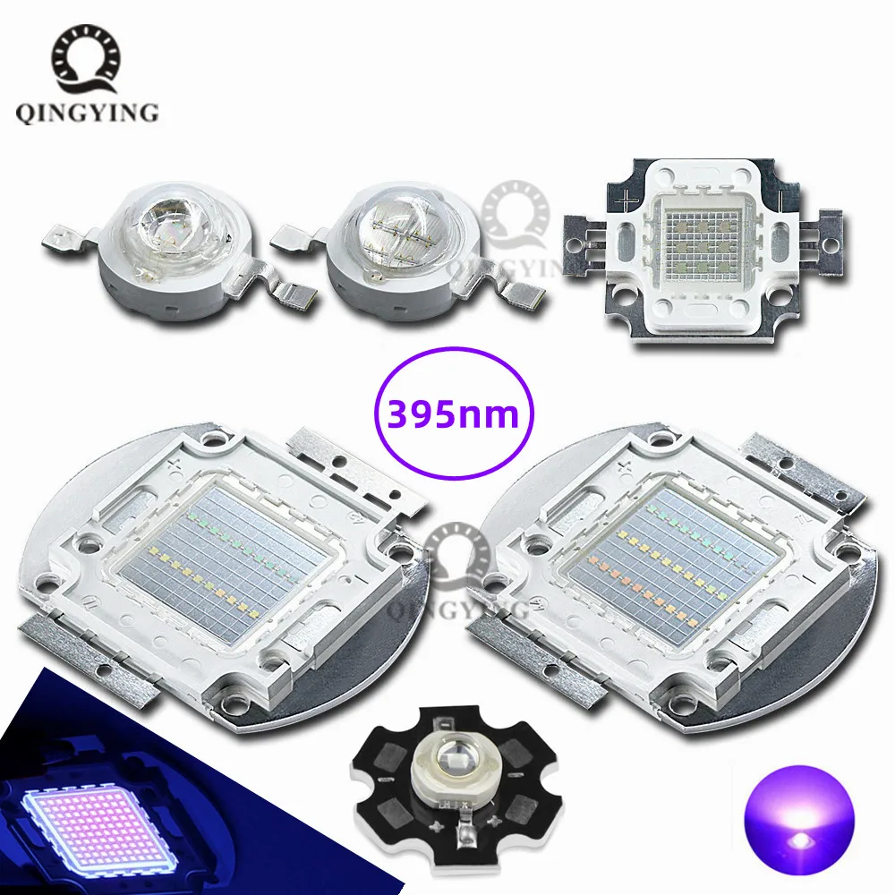 395nm UV Ultra Violet LED 3W 5W 10W 20W 50W 100W Chip High power LED purple 395-400nm