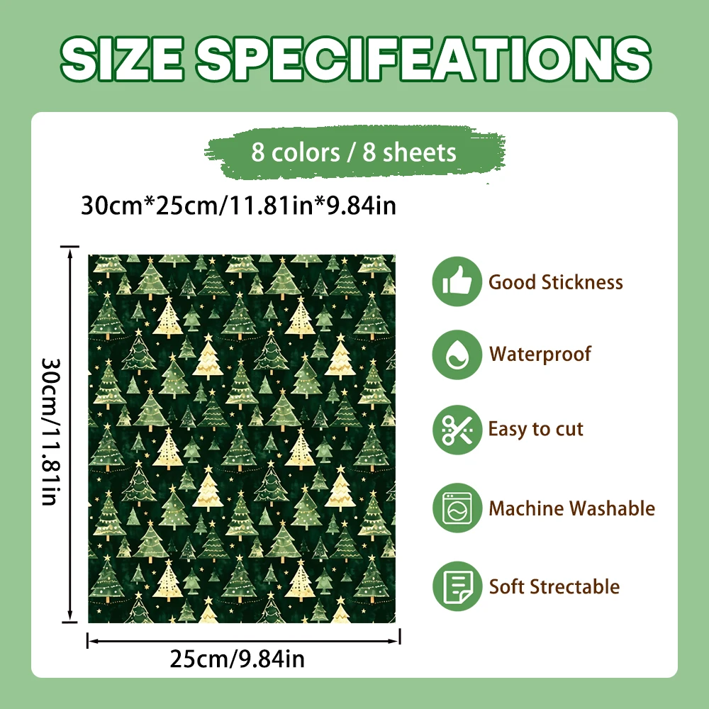 8 soft-touch Christmas DTF transfers, easy cut & peel, fit chiffon & thin cotton for blouses & vacation dresses