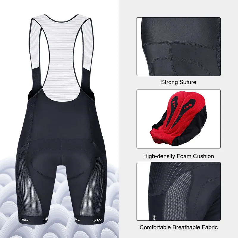X-Tiger Cycling Bib Shorts With Pocket UPF 50+ Men's Bike Shorts Quick-dry Polyester Competitive Edition Series Bib Shorts