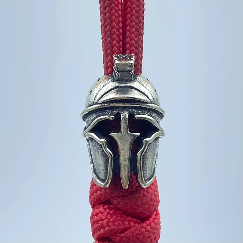 Brass Spartan Warrior Helmet Knife Beads EDC DIY Paracord Woven Bracelets Lanyard Pendants Accessories Outdoor Hangings Charms