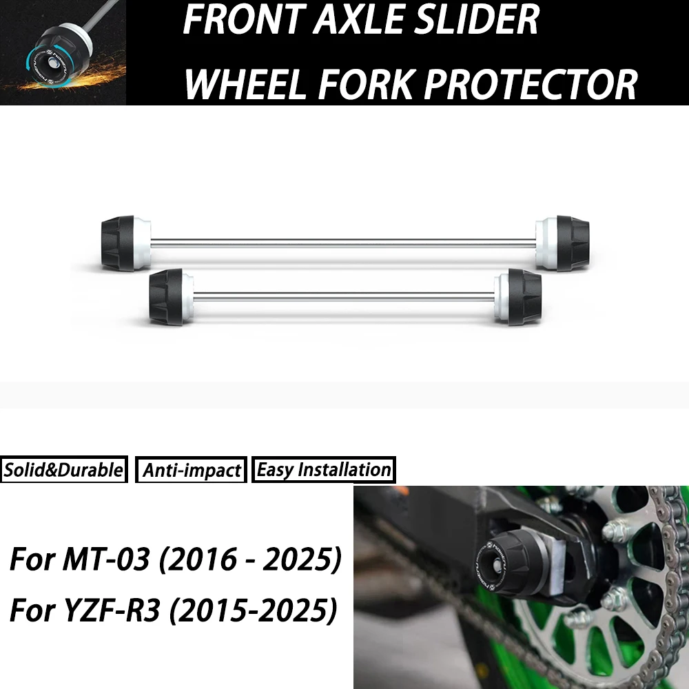 For Yamaha MT-03 YZF-R3 2015-2025 Front Rear Wheel Axle Fork Crash Slider R3 Motorcycle Accessories Stand Screw Swingarm Spools