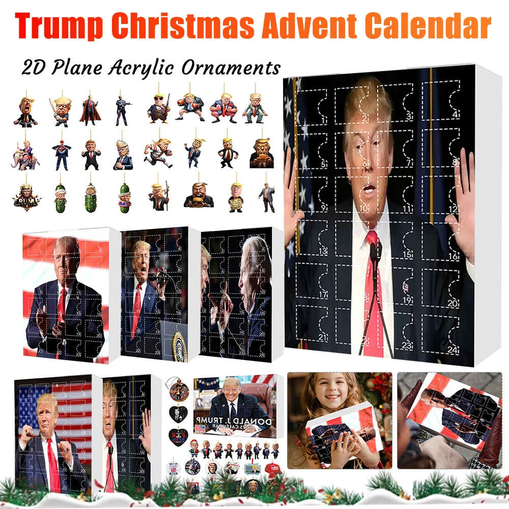 Christmas Advent Calendar 2024, 24 Days Countdown Calendar Ornaments, Trump Advent Calendar Ornaments With 24 Acrylic Ornaments