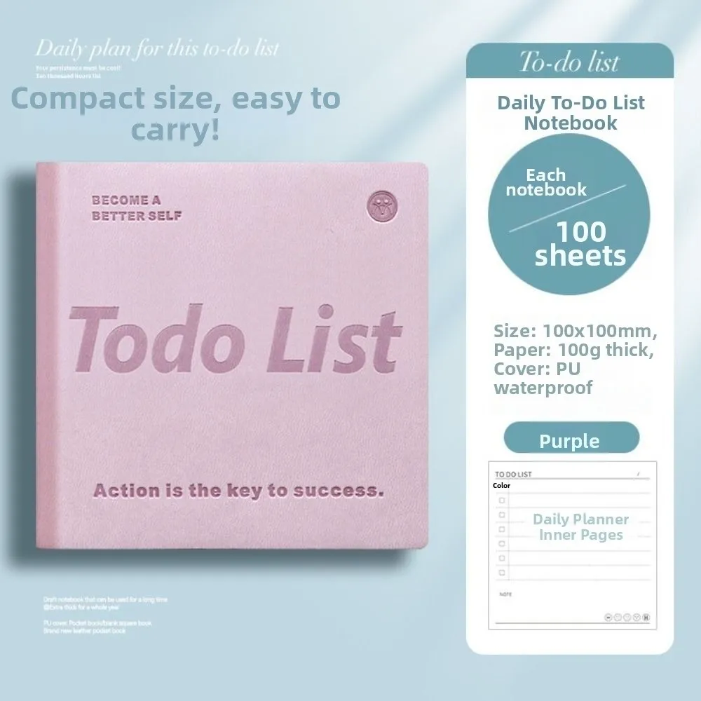 

PU leather cover Schedule Plan Book 100 Sheets Compact Design 365 Day Planner Double-Sided Writing Multiple color options