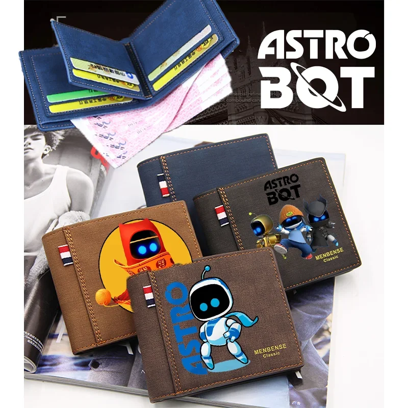 Astro Bot Wallet for Men ID Card Holder Wallets Fashion Travel Foldable Storage Credit Coin Purse Trifold Money Pack Clip Gifts