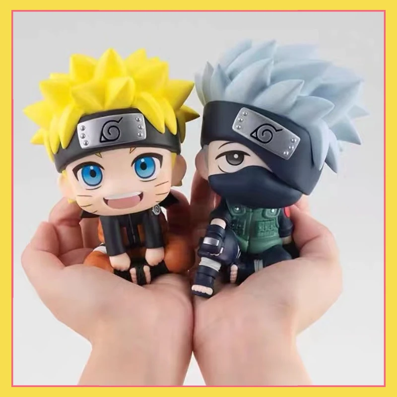 

New Naruto Hand Made Q Version Sitting Naruto Kakasi Sasuke Stoat Car Decoration anime Animation Model Children's Gift