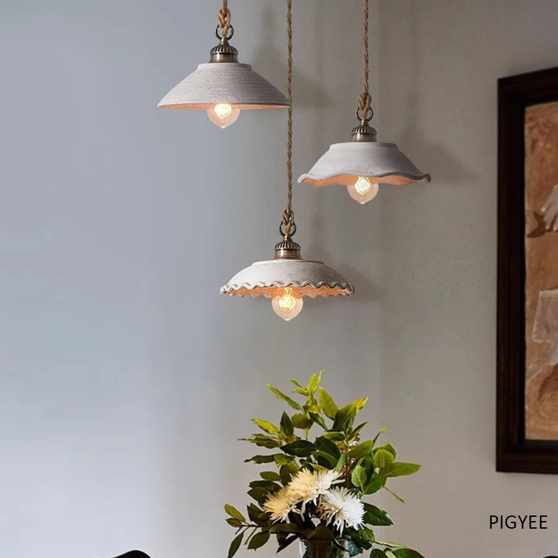 Vintage Ceiling Chandeliers For Dining Room Led Lighting Design Cement Flower Lamp Store Innovation Ring Fixture Decoration