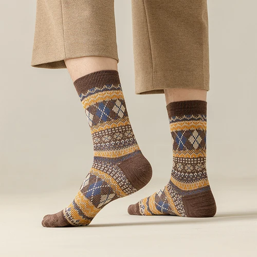 Imagen 2 del producto Calcetines de vestir para hombre, calcetines de algodón, transpirables y absorbentes del sudor, calcetines de tripulación con patrón colorido funky