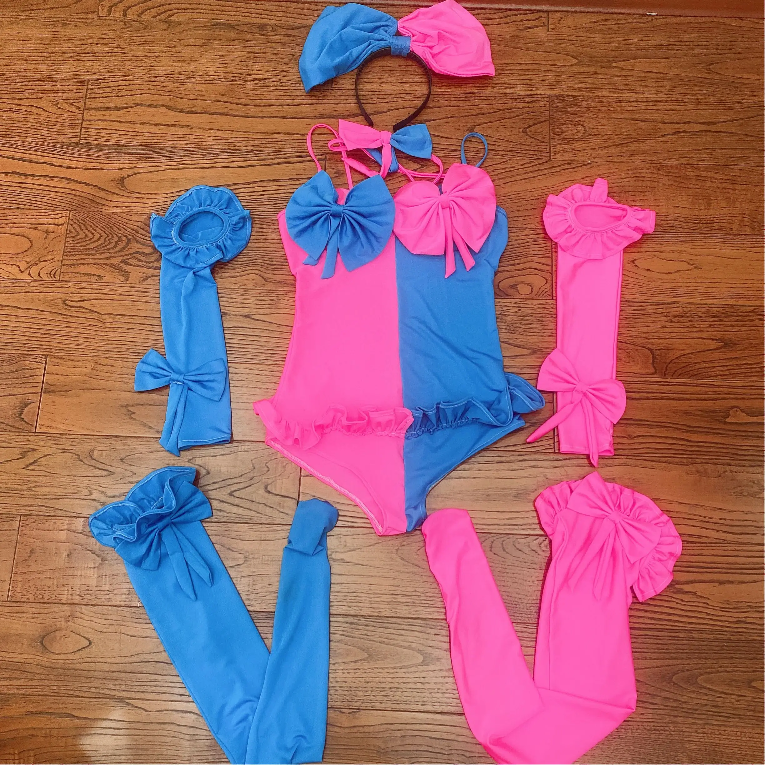 Novo dia dos namorados festa traje boate gogo bar dança rosa azul adorável sexy doce roupas traje para pequena menina feia carro