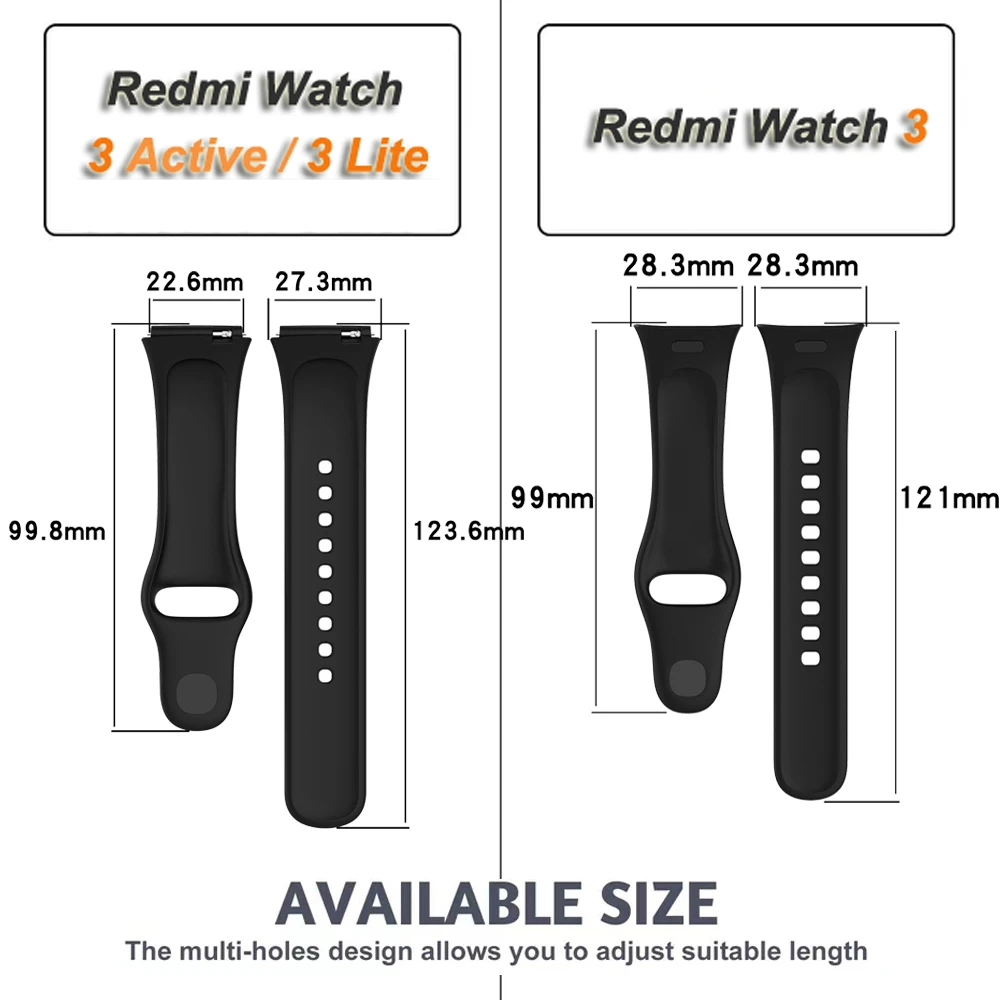 Correa de silicona para correas de reloj deportivo Redmi Watch 3/Active/Lite ​ Pulsera Correa impermeable para Xiaomi Redmi Watch 3 Active/Lite