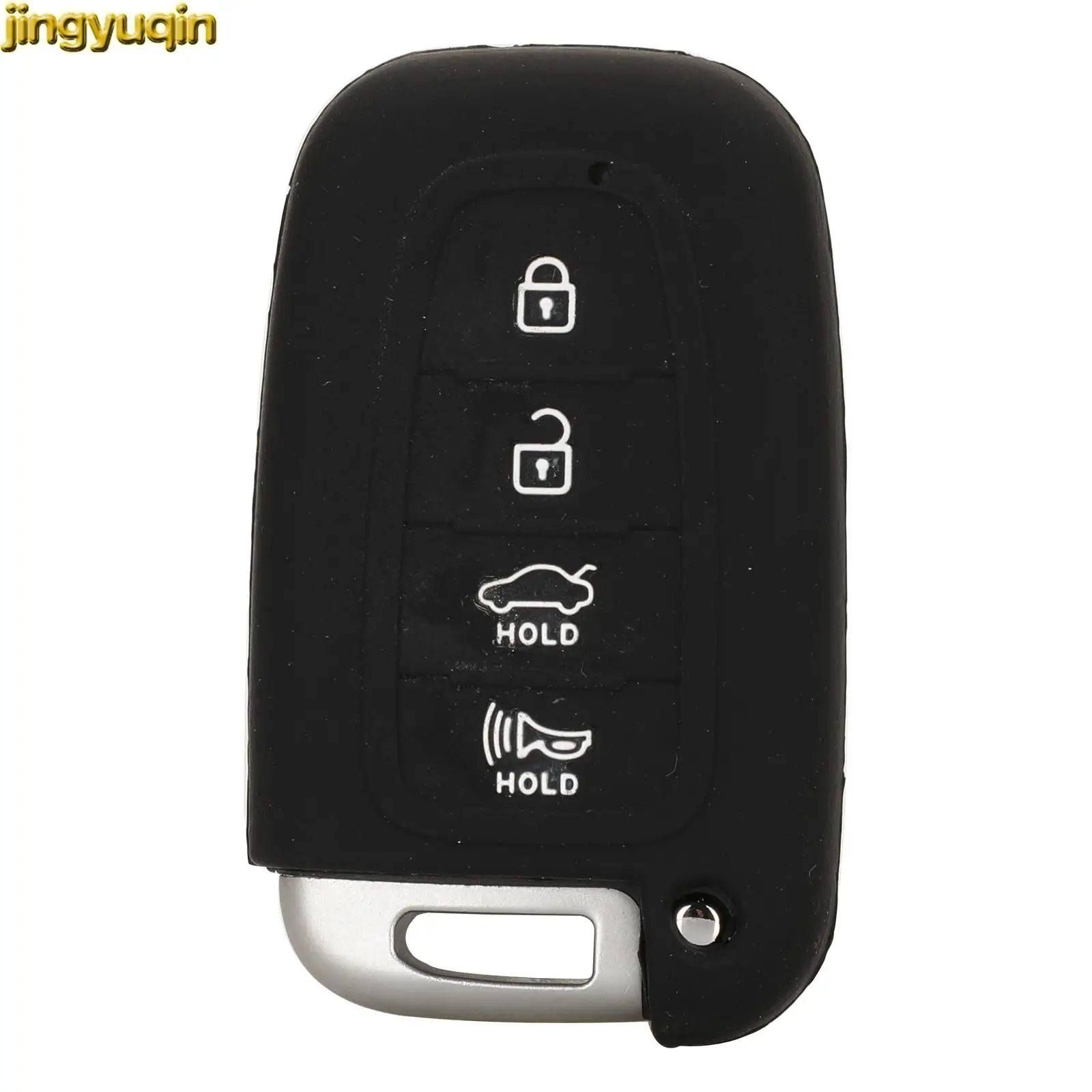 Jingyuqin 3/4 Buttons Silicone Car Key Case Cover For Hyundai Solaris HB20 Veloster SR IX35 Accent Elantra i30 Kia Smart Holder