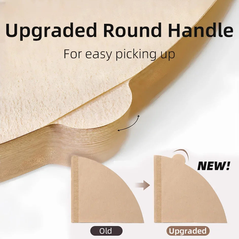 Ungebleichte Natürliche Holzfaser-Kaffeefilter, 60-Grad-Konus Pour-Over Tropfpapierfilter V01/V02, 40/100 Stück Packung – Detail 4