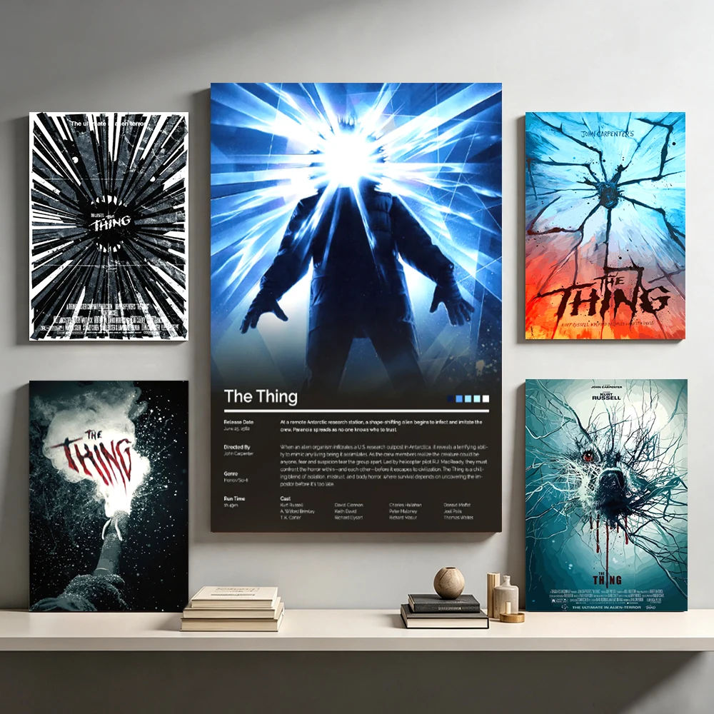The Thing 1982 Classic Horror Movie Canvas Posters Vintage Film Wall Art John Carpenter Scary Movie Prints Living Bedroom Decor