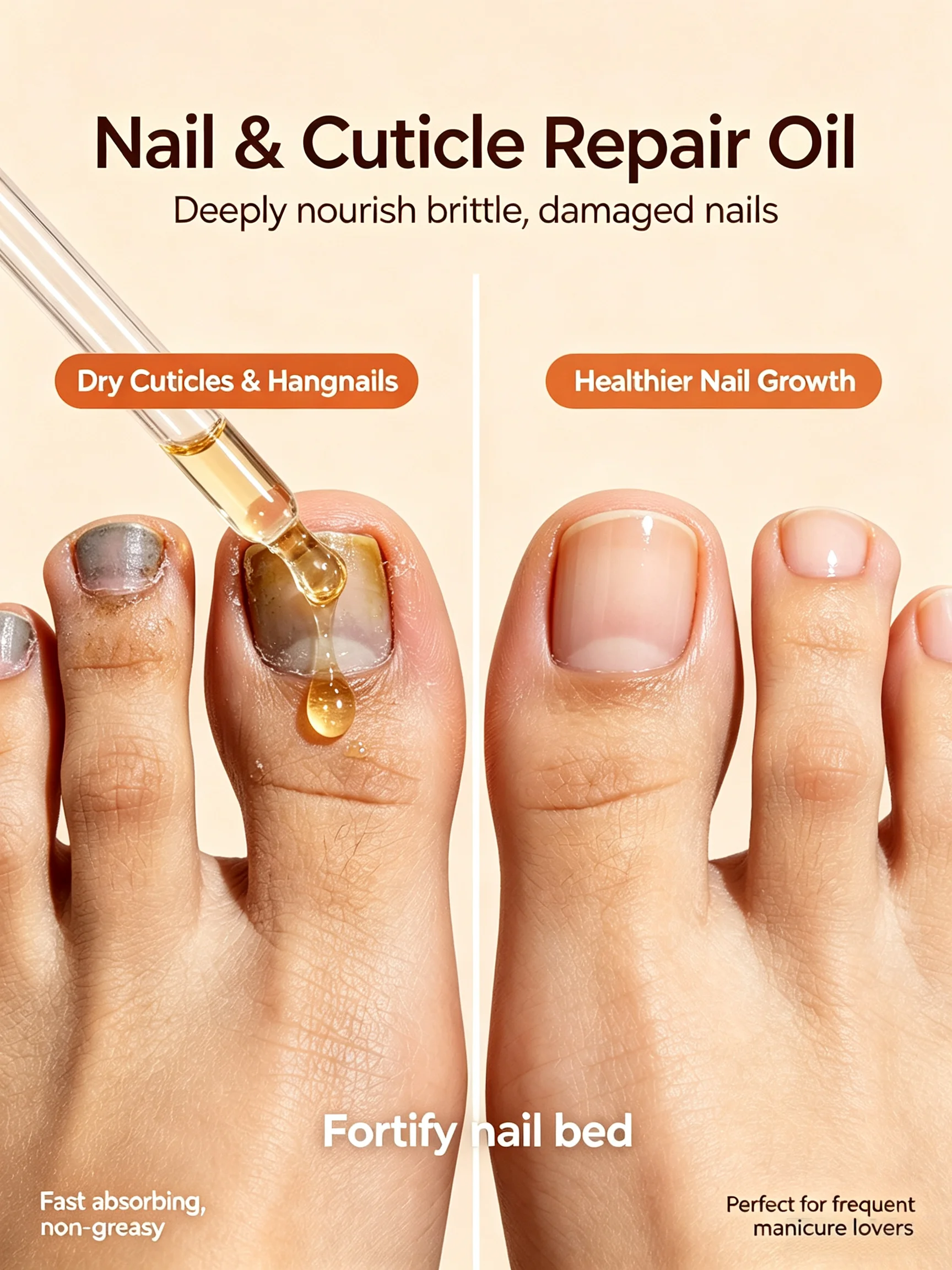 Nail Repair Treatment for Damaged Discolored Toenail, Improve Yellow Thick Nails, Nail Care Serum for Foot Nail Renewal
